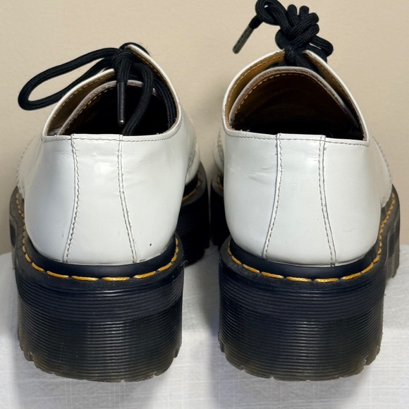 Dr. Martens 1461 Quad Platform Oxford Size 8 White Leather Chunky 3-Eye Shoe - Picture 9 of 13